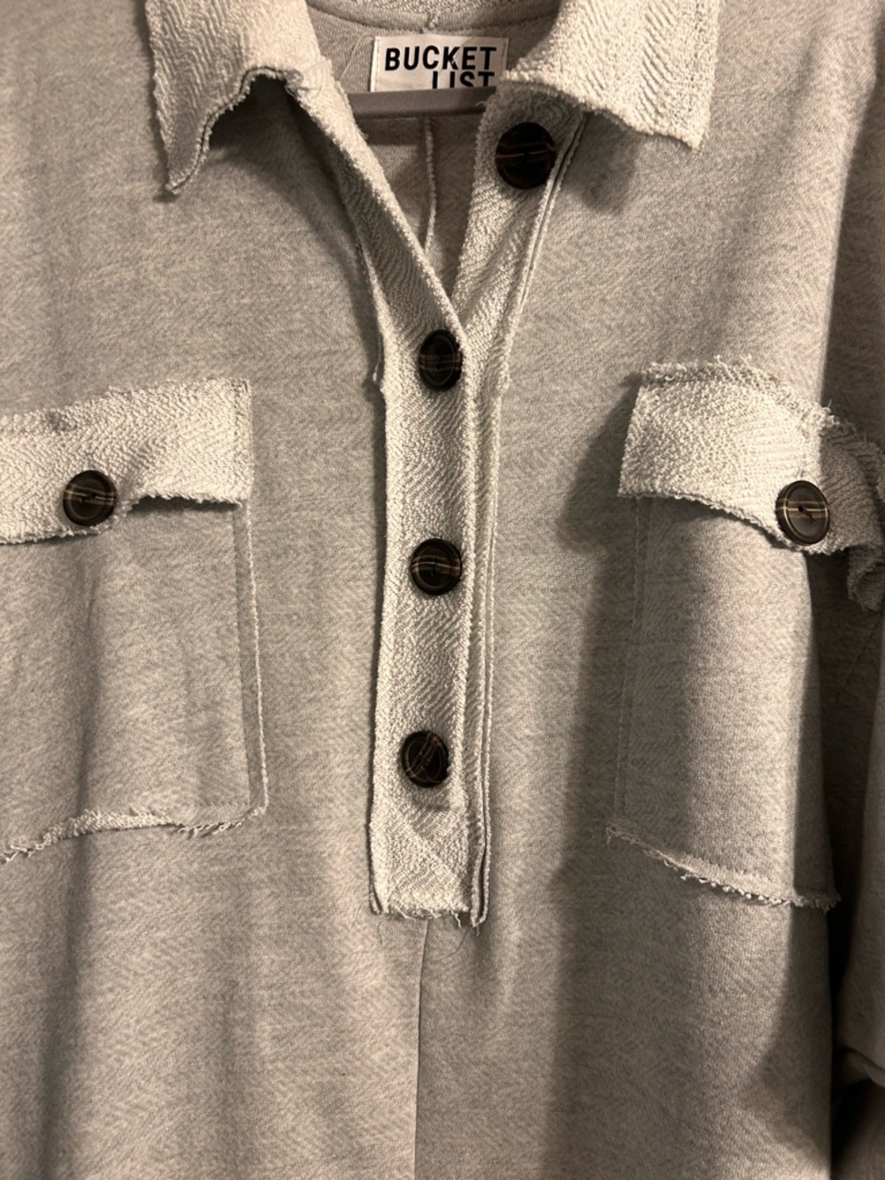 Bucket List Light Gray Button Jumpsuit
